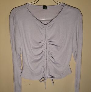 Wild Fable Lavender Ruched V-Neck Long Sleeve Top